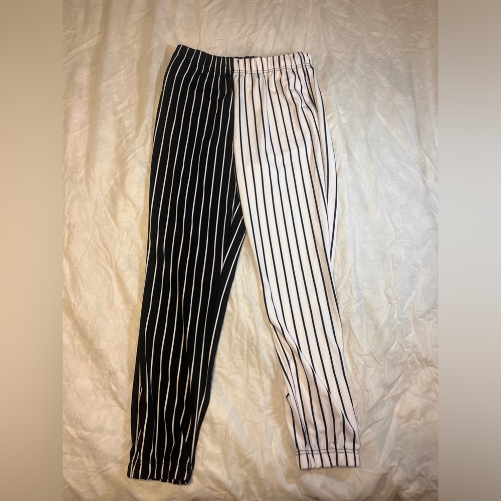 Cute black and white boutique bought striped joggers